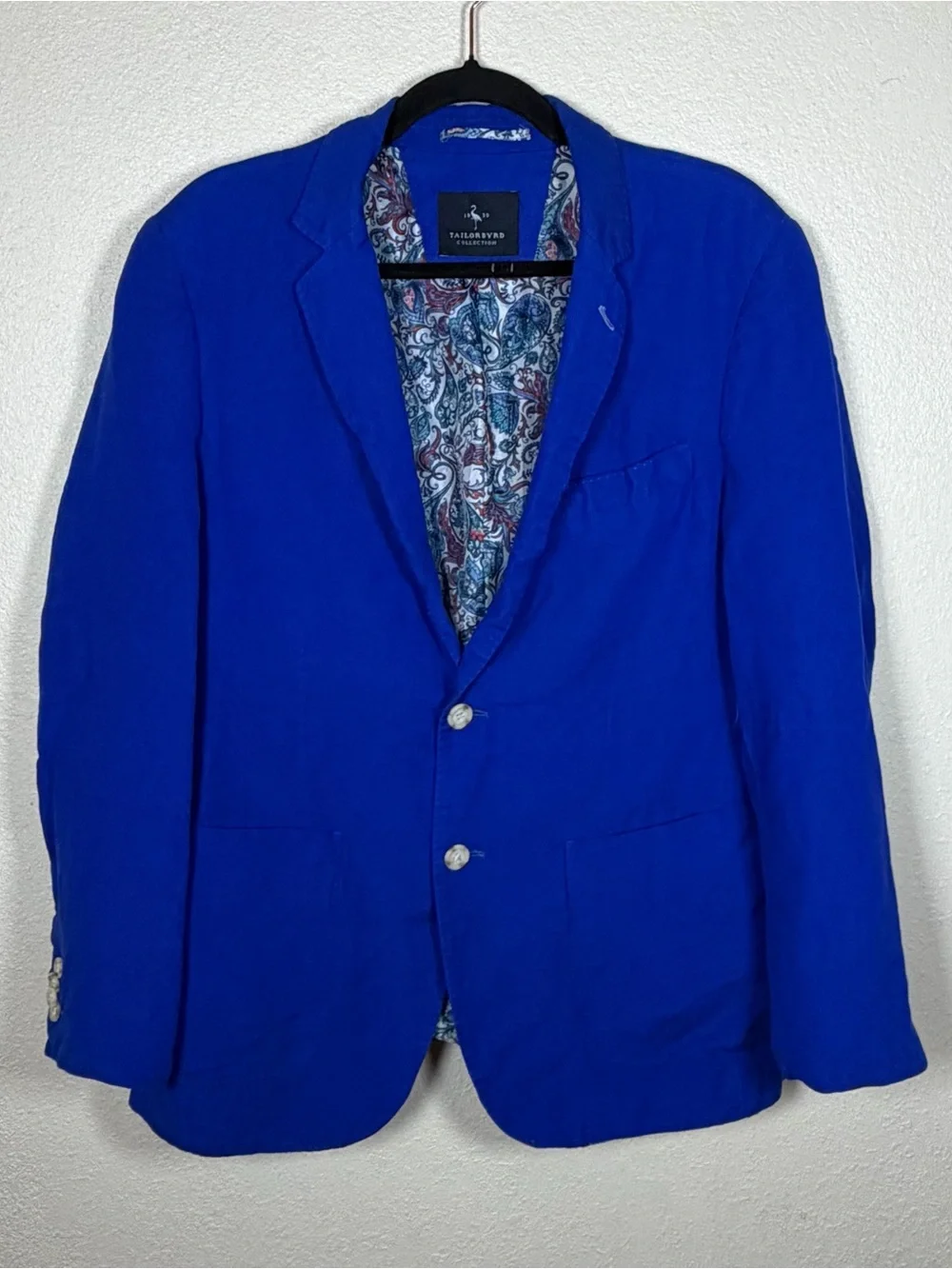 Tailor Byrd 42” Royal Blue Linen Blend Sports Coat Preppy Ivy League Resort